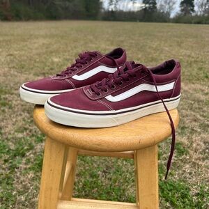 Vans Maroon and White Classic Sneakers